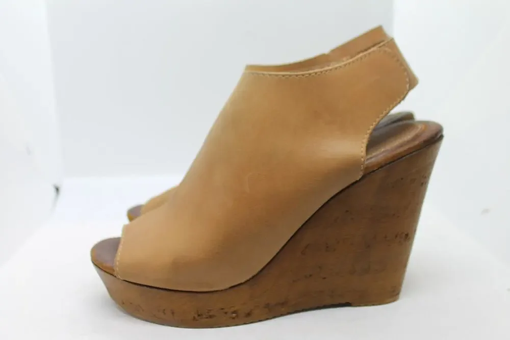 Sbicca Vintage Collection Tan Leather Platform Wedge Shoes sz 40 EU / 9 US